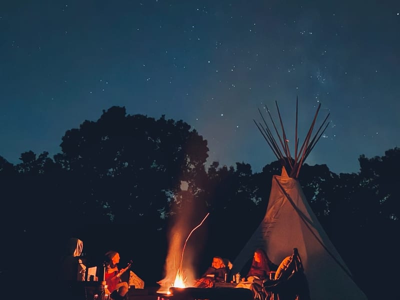 Evening gathering at Blue Iris Farm